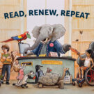 An elephant librarian helps all sorts of kids and critters borrow materials from a library