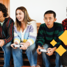 Teens play video games together